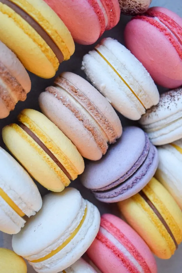 Handcrafted French macarons in assorted colours